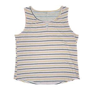 St. Johns Bay Womens Large Multi-Stripe Sleeveless Cotton Top